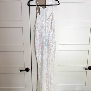 Shimmery white maxi mermaid gown